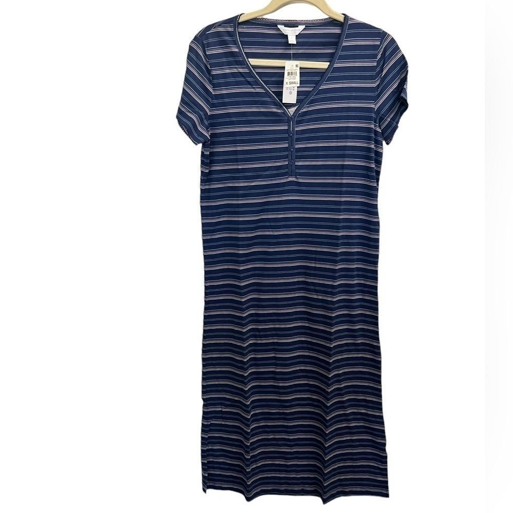 Charter Club blue stripes night shirt size XS - Picture 2 of 7